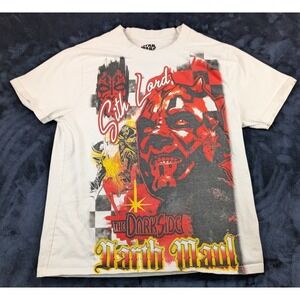 Star Wars C Life Group Sith Lord Darth Maul T-Shirt AOP Logo White Men's Large